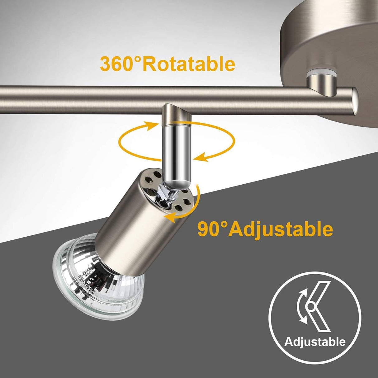 Four way black nickel GU10 rotatable ceiling spotlight