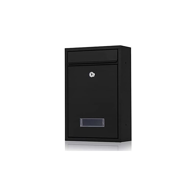 Galvanised steel locking mailbox with name plate in anthracite black - image 1