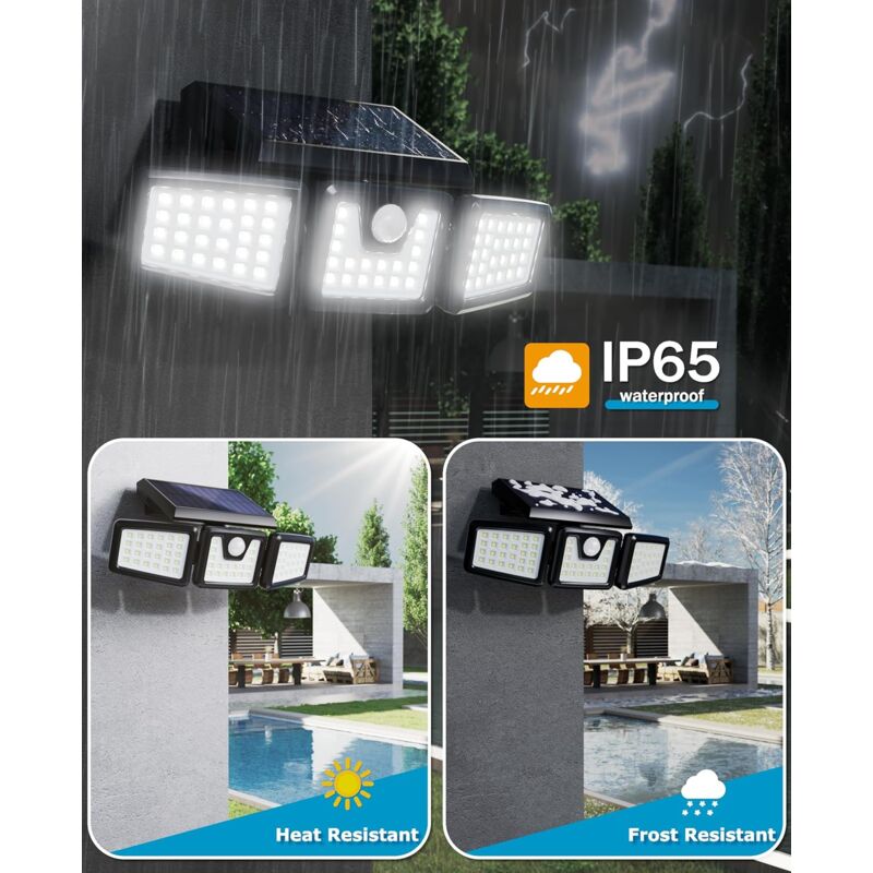 Leuca Solar Spotlight, 3 Head, Motion Sensor