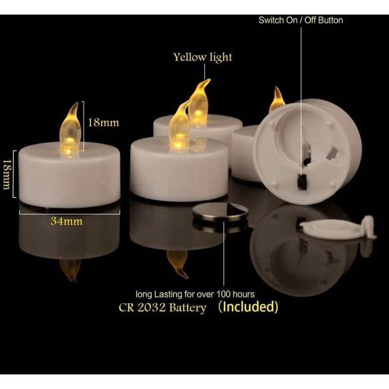 Pack of 24 warm white LED flameless tea light candles