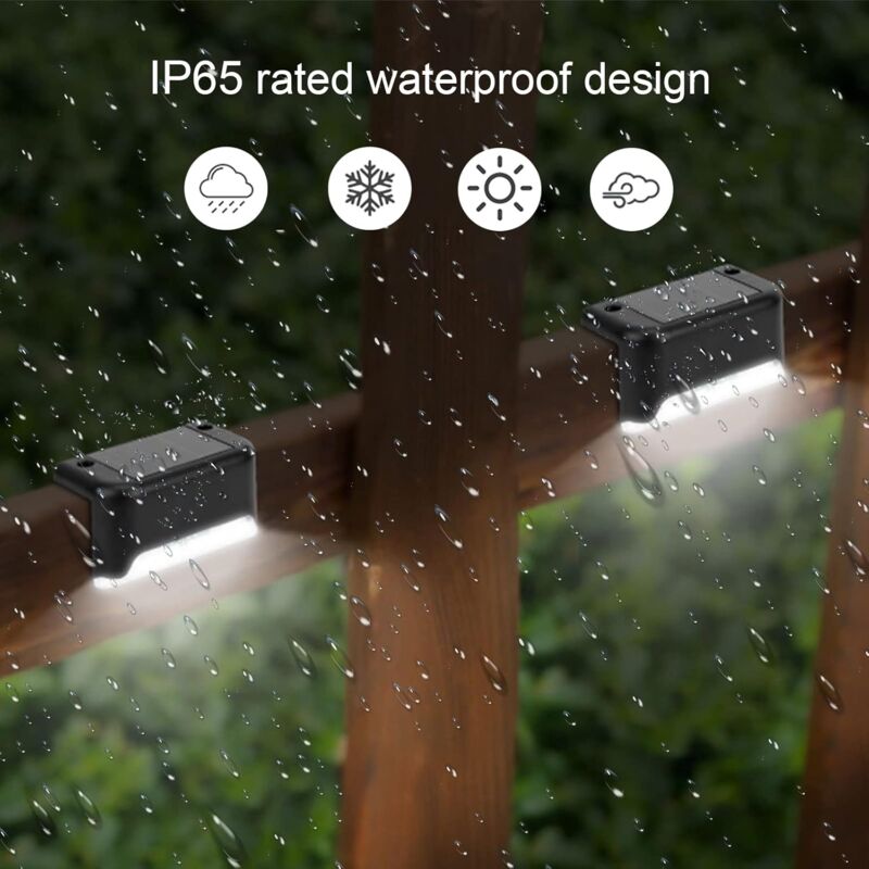 Solar deck light mounted on fence