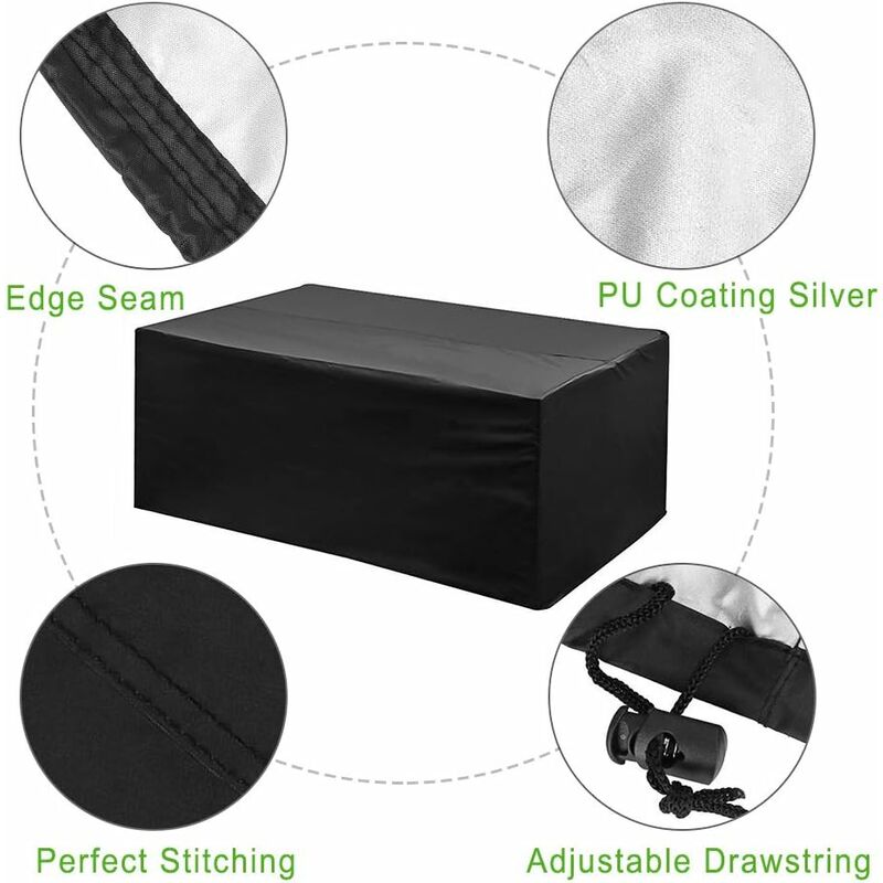 Rectangular Table Cover 210T Polyester, Black 200 x 160 x 70cm