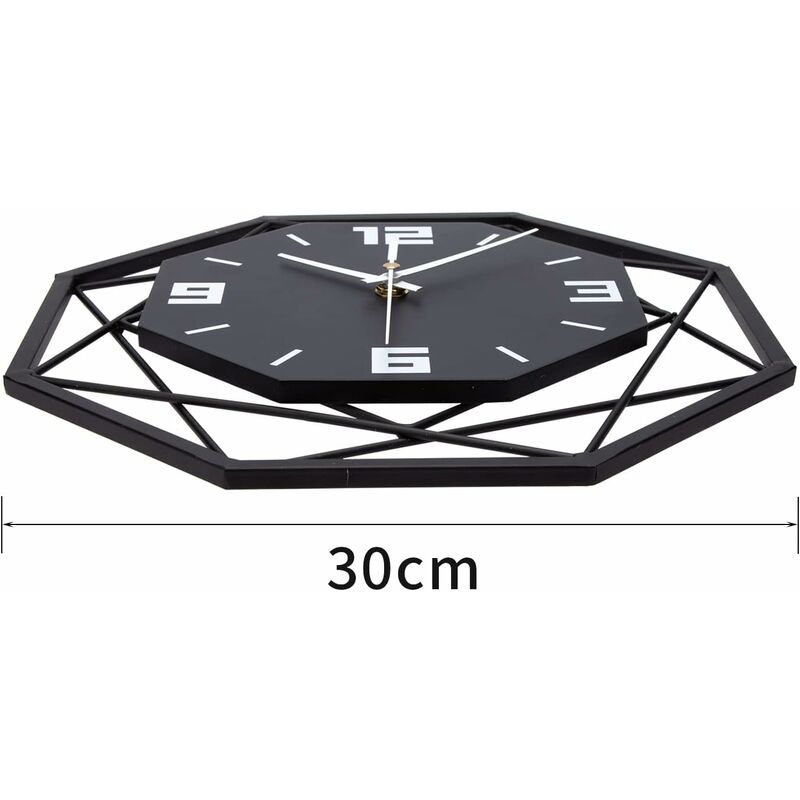 Wood and metal wall clock 30cm shown on wall