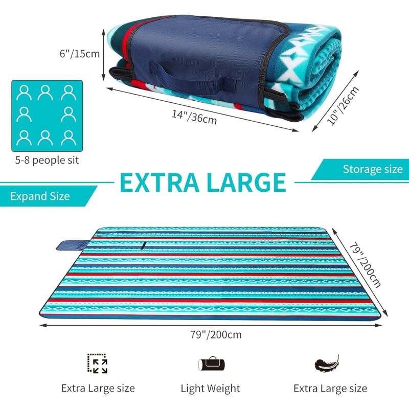Ambleside Waterproof Picnic Blanket, Extra Large 200x200cm