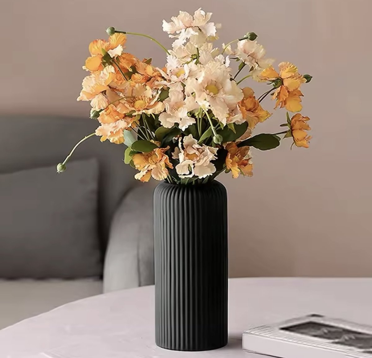 Matte black modern decorative flower vase