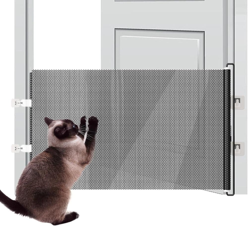 Retractable Safety Gate, No Drill Mesh 125cm Wide Black