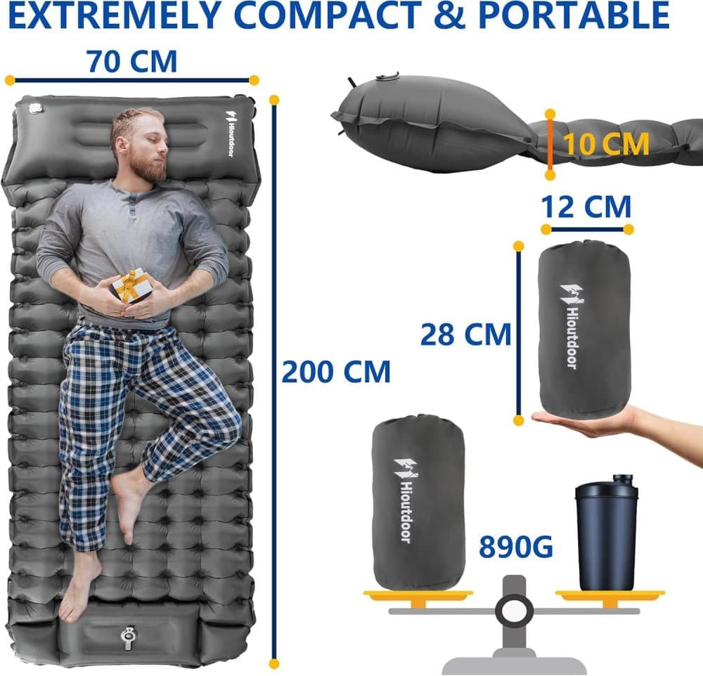 Louise Self Inflating Camping Mattress, Single 10cm, Blue