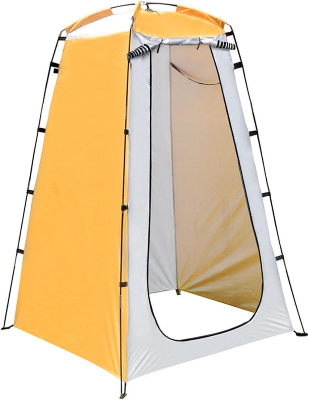 Bariloche multicolour pop up changing tent standing open with side window