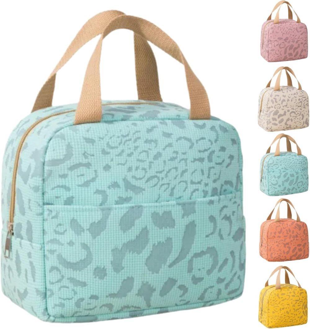 Blue foldable insulated lunch bag for work and travel