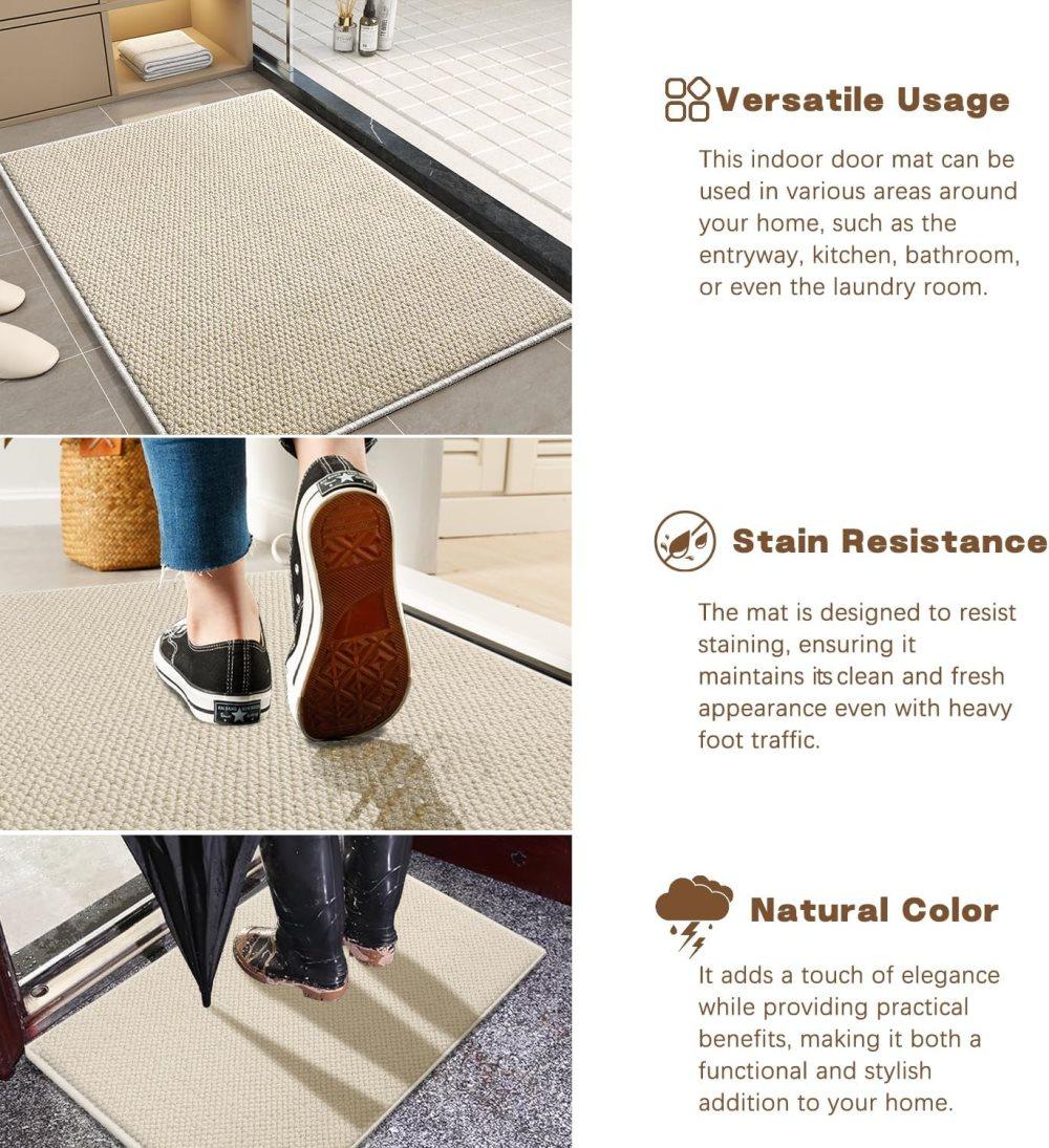 Beige faux jute door mat - view 4