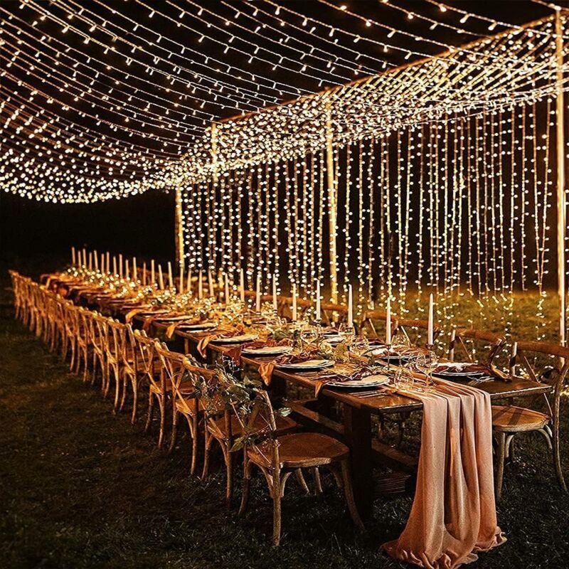 600 LED warm white curtain fairy lights - view 1