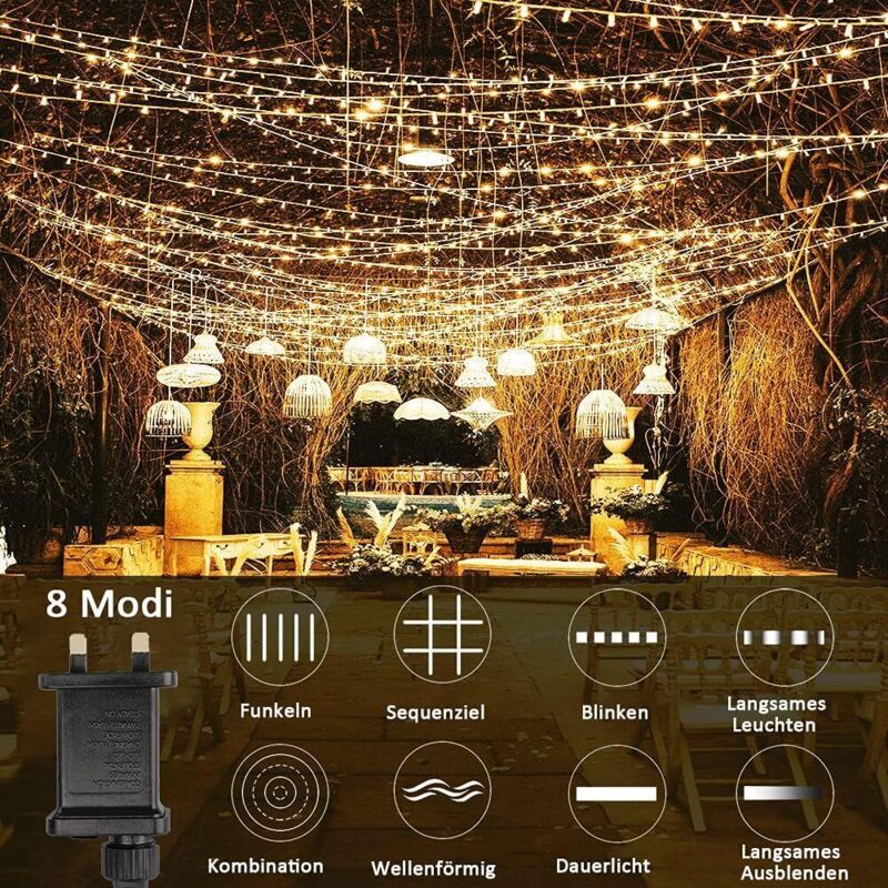 600 LED warm white curtain fairy lights - view 4