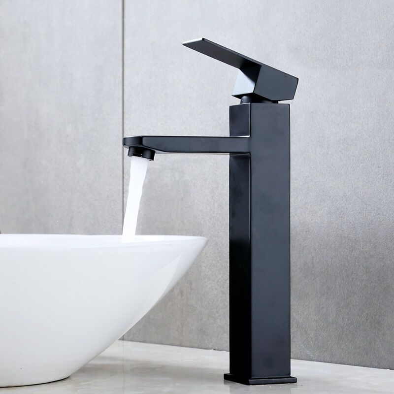 Black Waterfall Basin Mixer Tap High Spout Single Hole