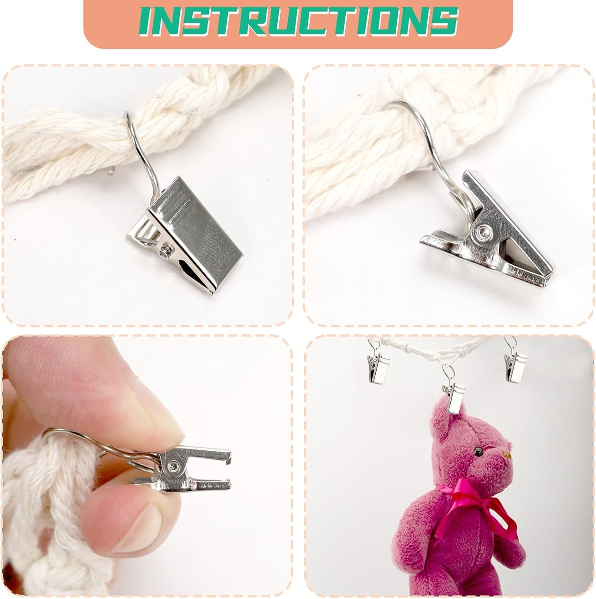 Hanging plush toy storage chains with 20 clips