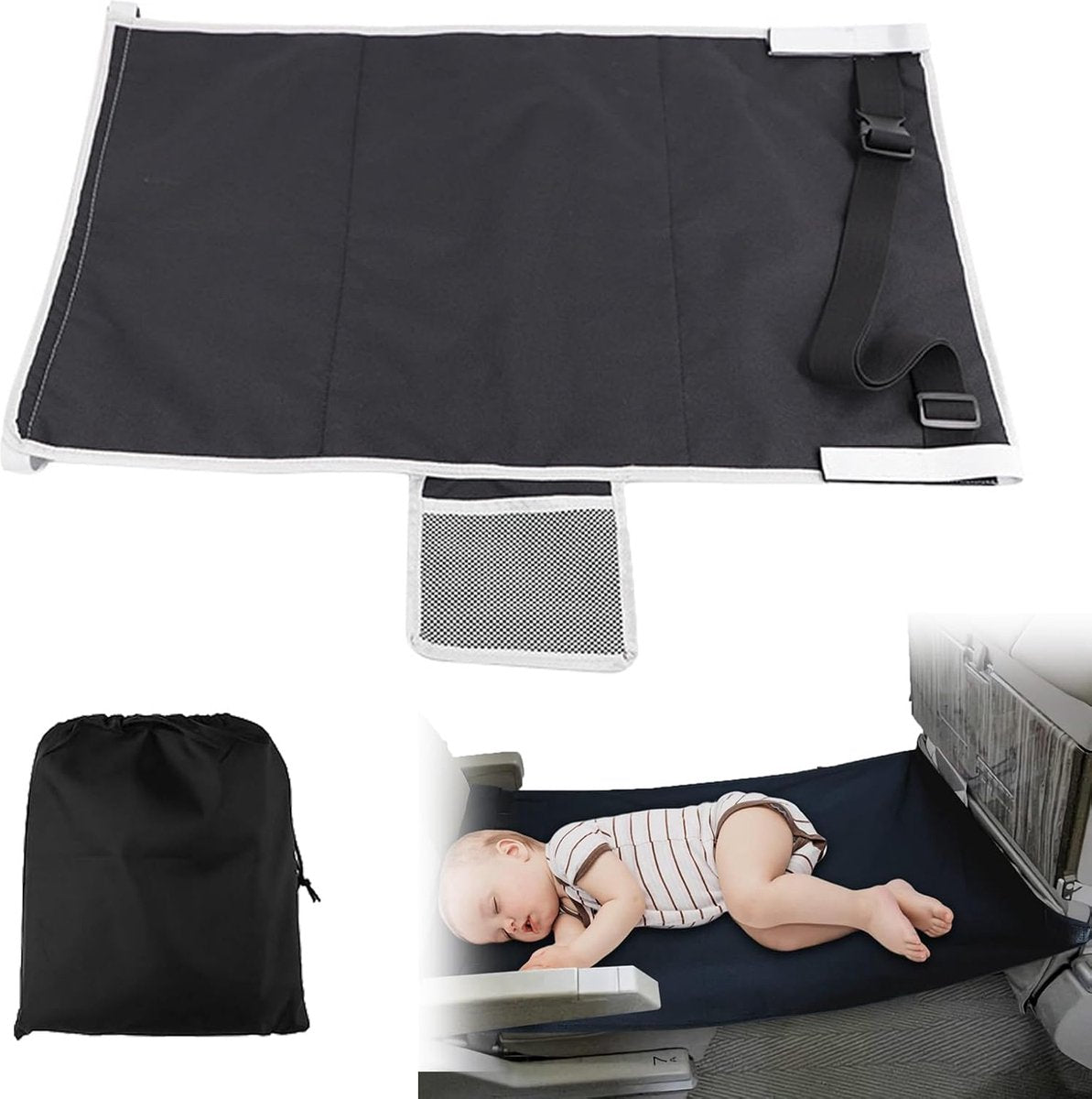 Toddler Travel Airplane Bed and Footrest, Black