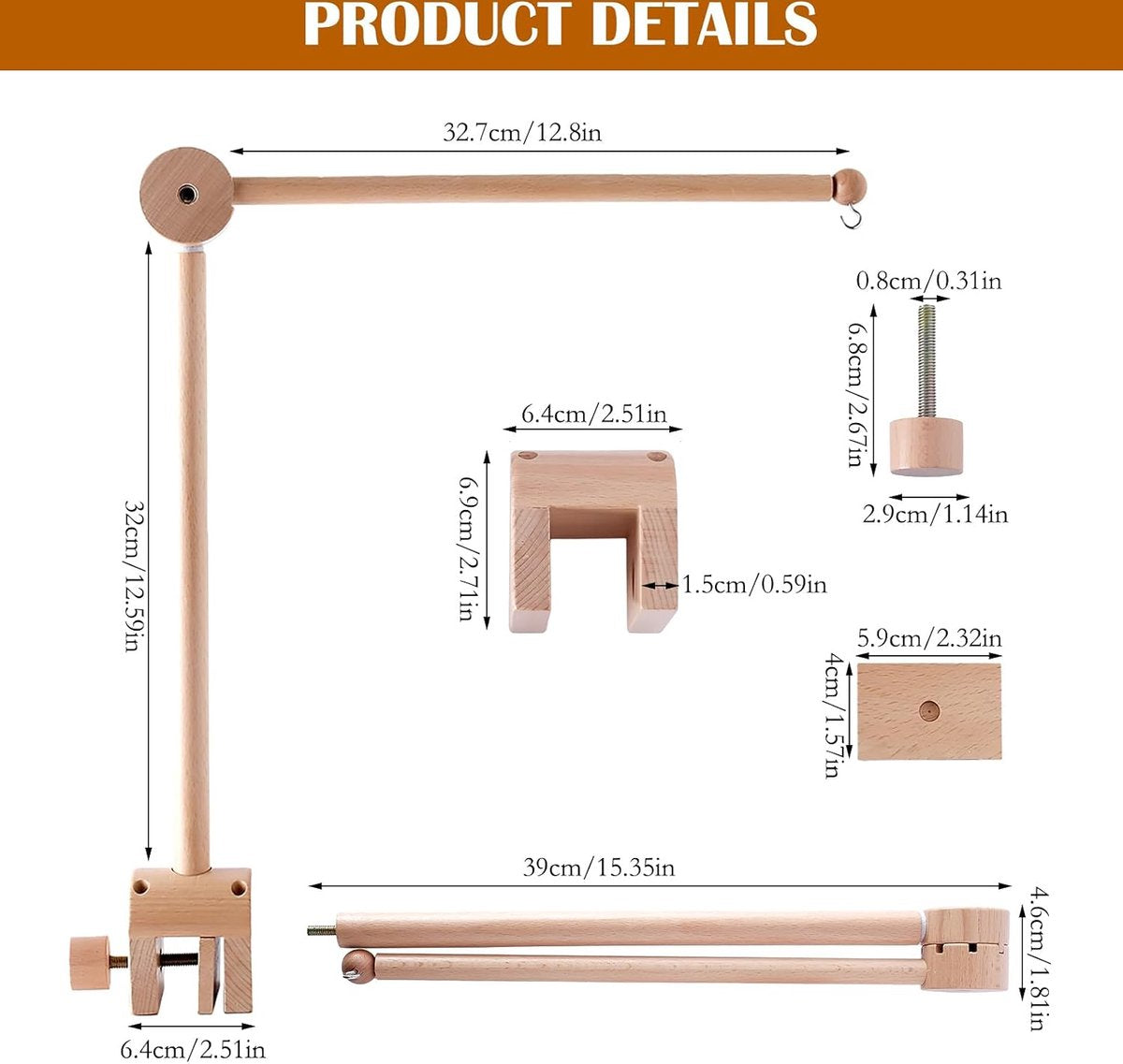 Beech wood mobile holder in a nursery