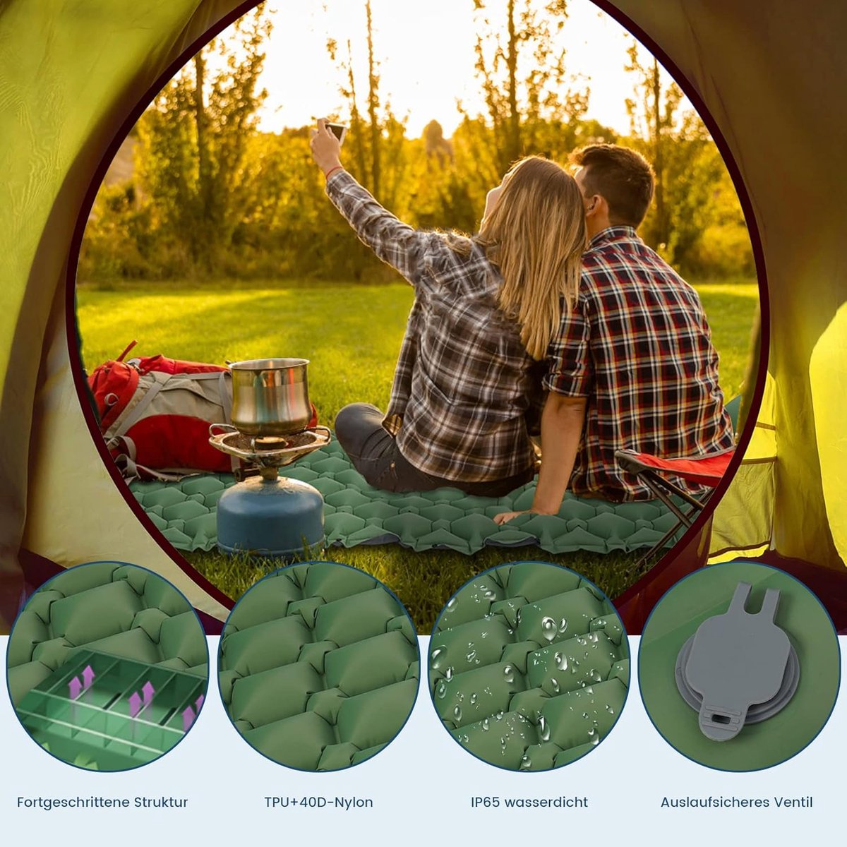 Geraldine Self Inflating Camping Mat, Single with Built In Foot Pump