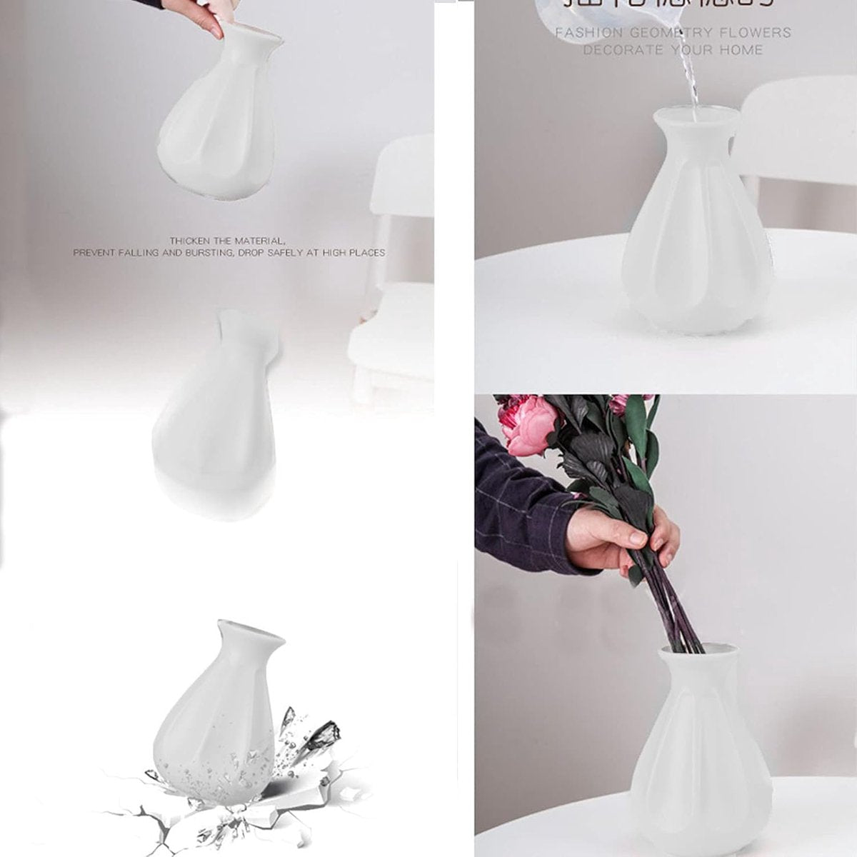 Todi Faux Ceramic Vase Set, White, 2pcs