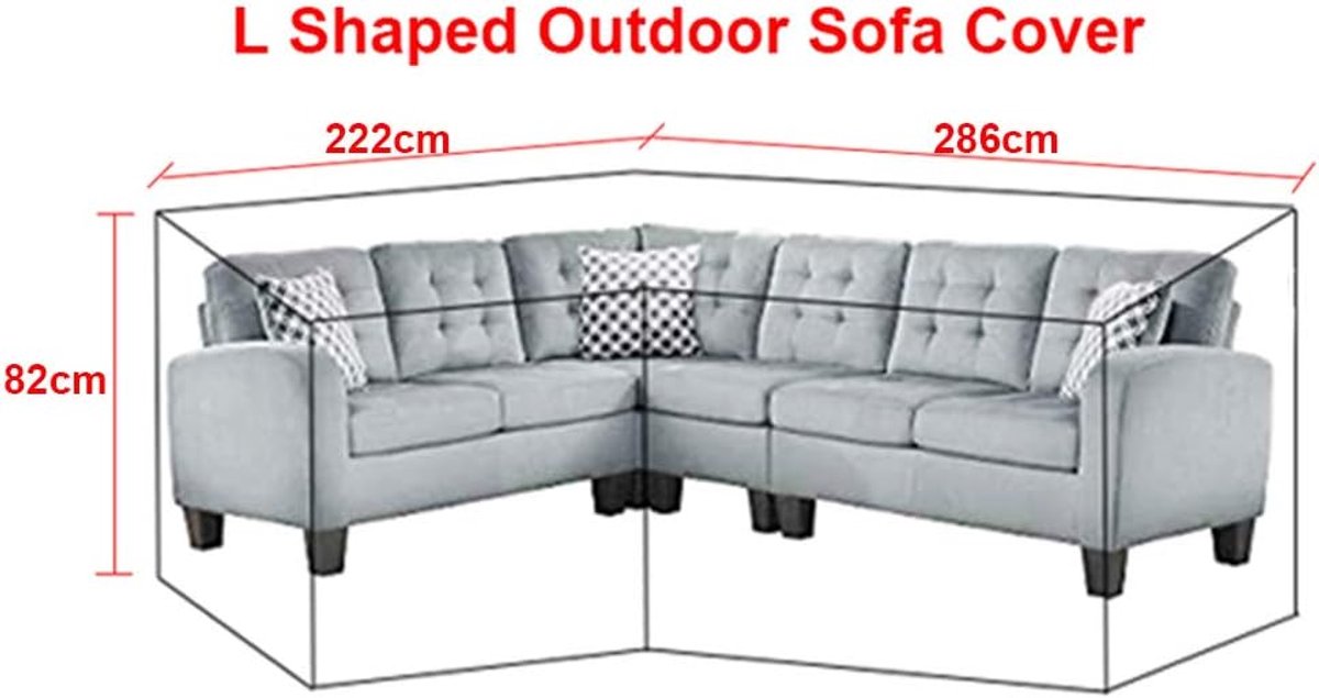 L Shape Corner Sofa Cover Oxford 210D, Black 286 x 222 x 82cm