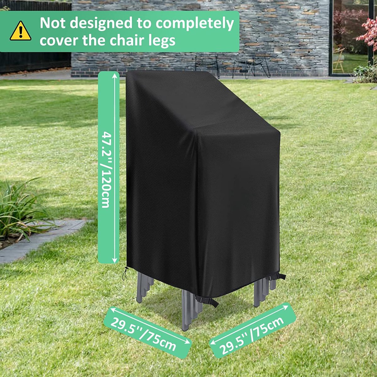 Stackable Chair Cover Oxford 210D, Black 120cm 2pcs