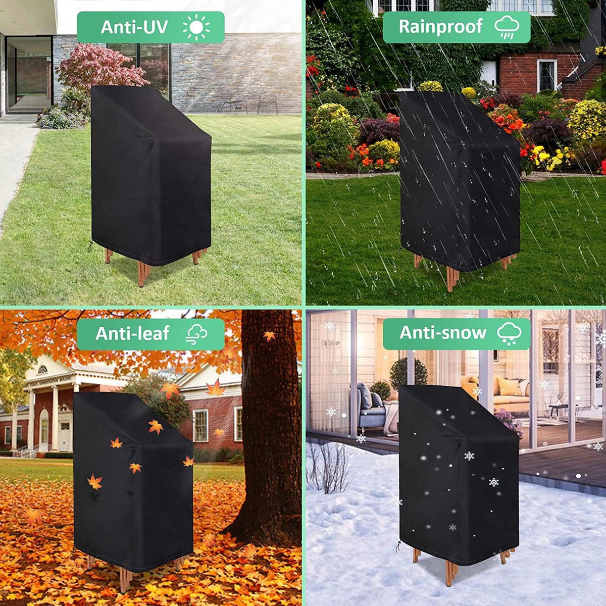 Stackable Chair Cover Oxford 210D, Black 120cm 2pcs