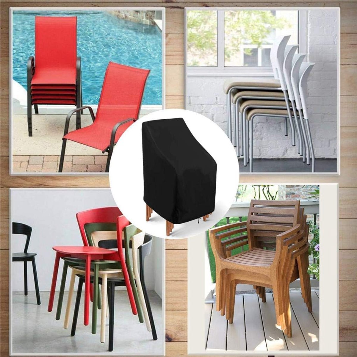 Stackable Chair Cover Oxford 210D Black 89 x 89 x 89 to 120cm