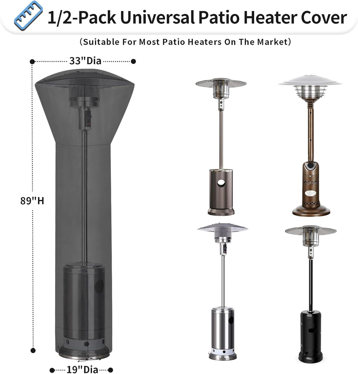 Patio Heater Cover, Black 226cm