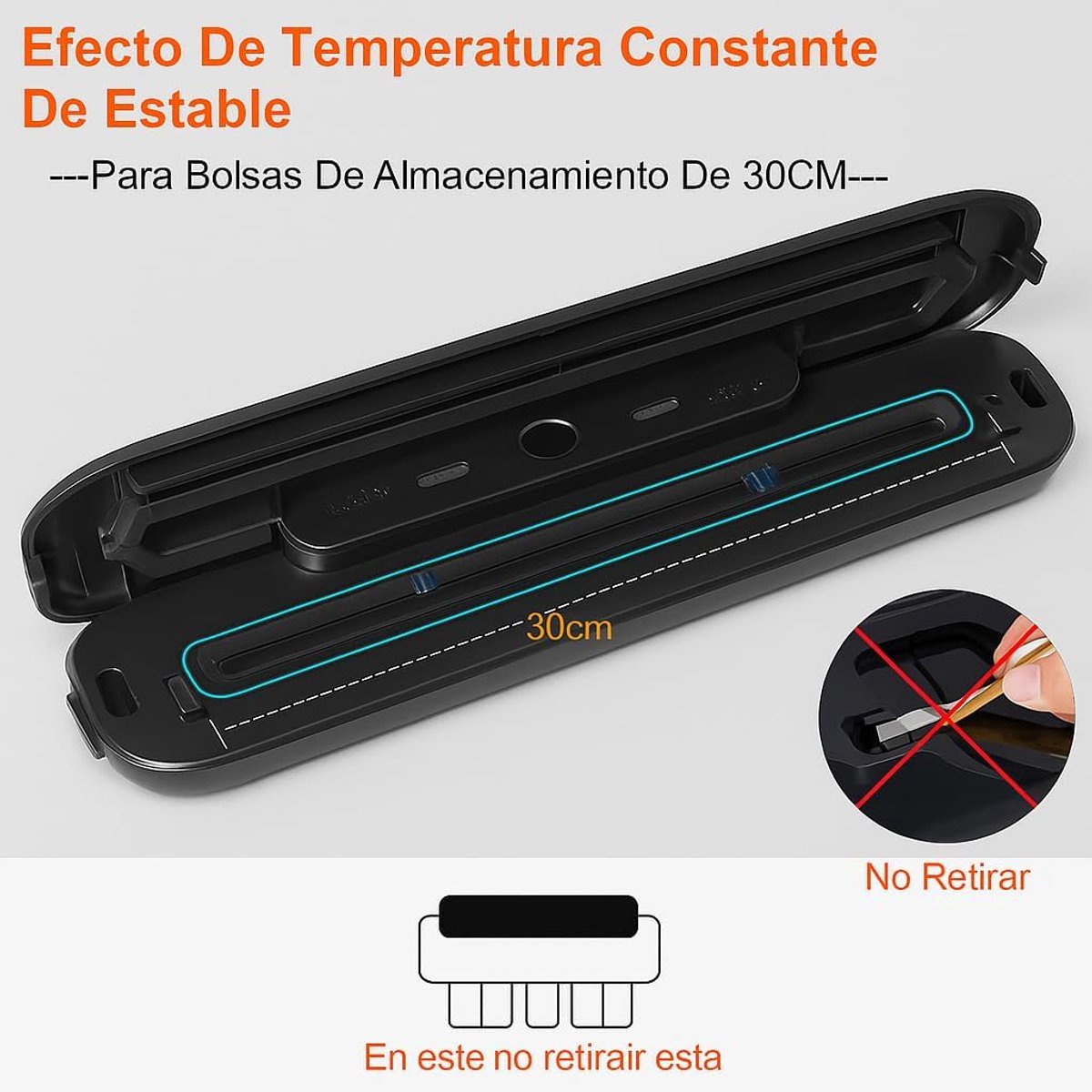 Vacuum sealer with lid open showing sealing bar and vacuum chamber