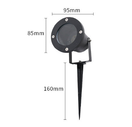 5W LED outdoor spotlight with white beam uplighting a garden