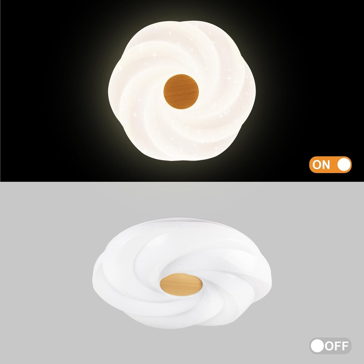 LED flower ceiling light showing colour temperatures