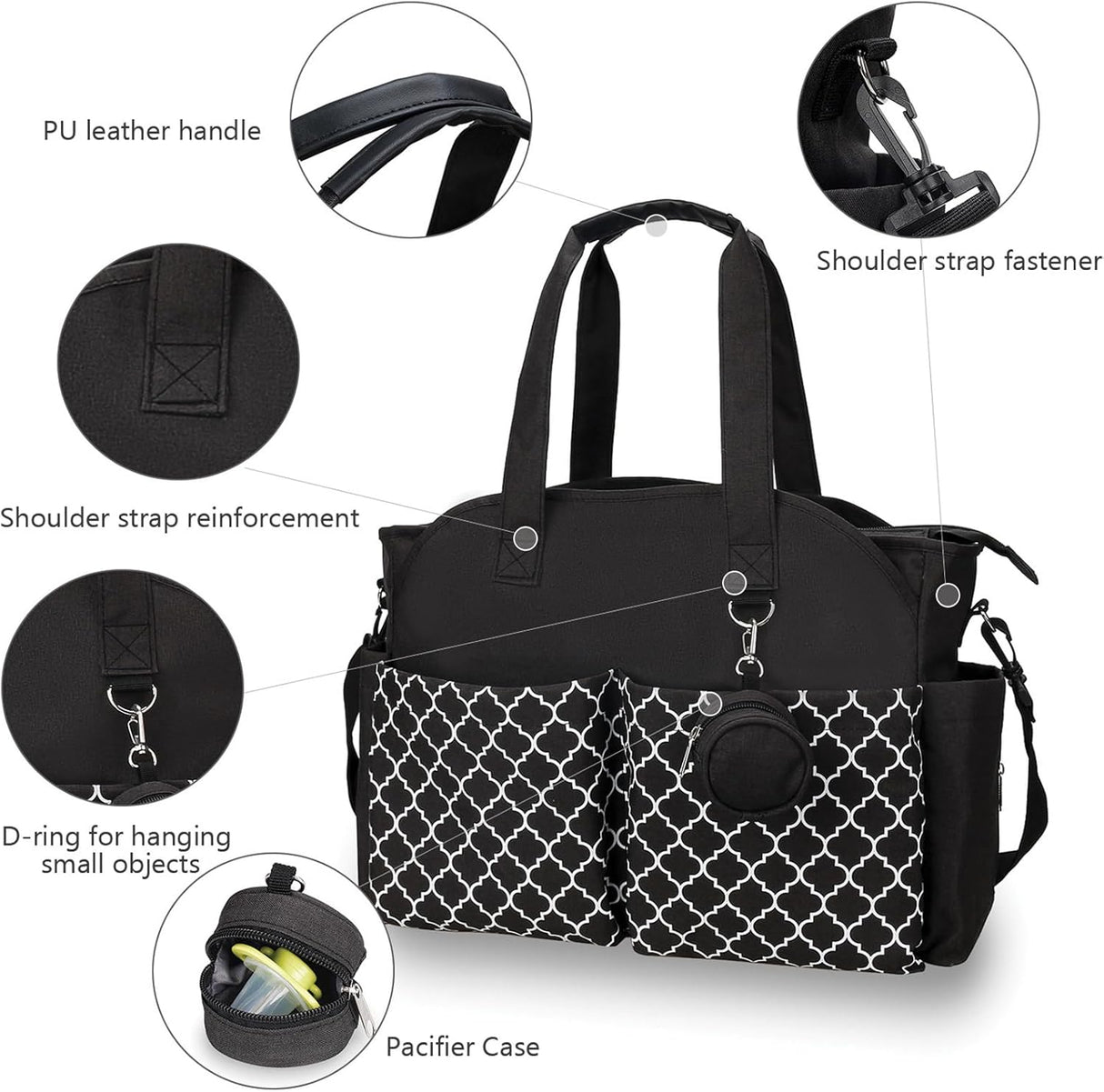 Black baby diaper bag with 13 compartments - view 4
