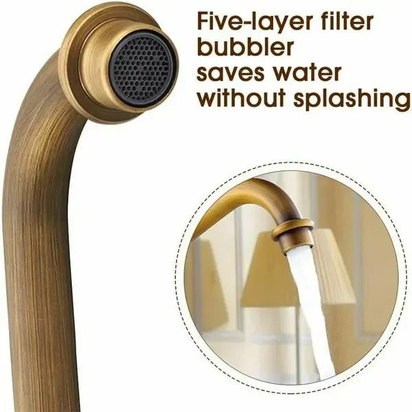 Brass swivel basin mixer tap in antique copper