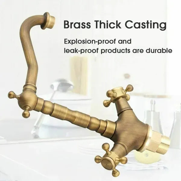Brass swivel basin mixer tap in antique copper