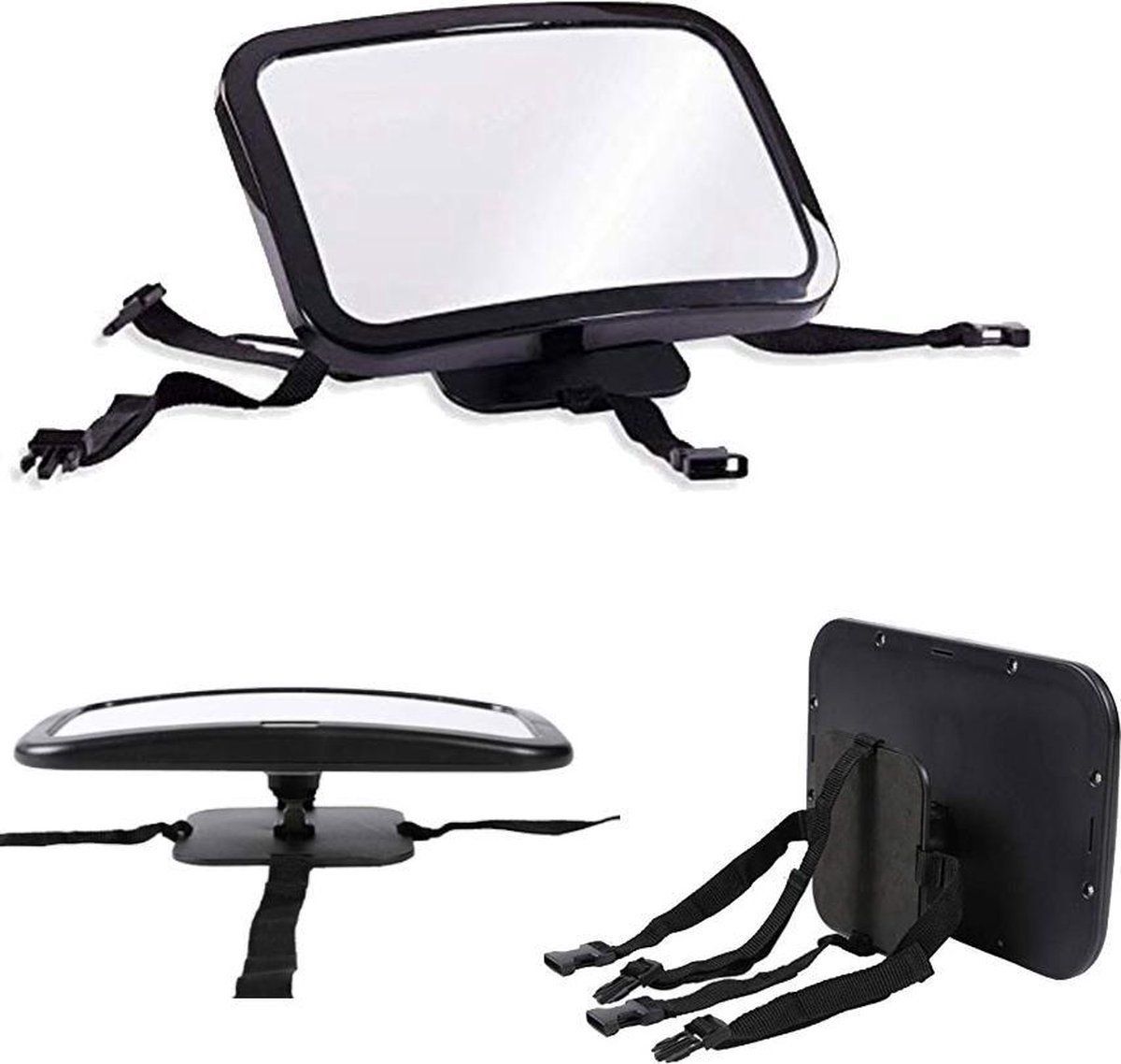 Baby Car Mirror, Rear Facing 360 Degree Adjustable Black