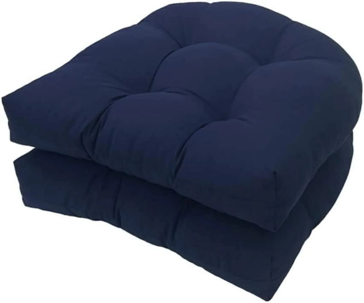 Navy Blue U Shaped Outdoor Chair Seat Cushions, 2 Pack