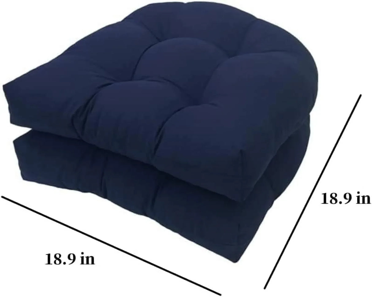 Navy Blue U Shaped Outdoor Chair Seat Cushions, 2 Pack