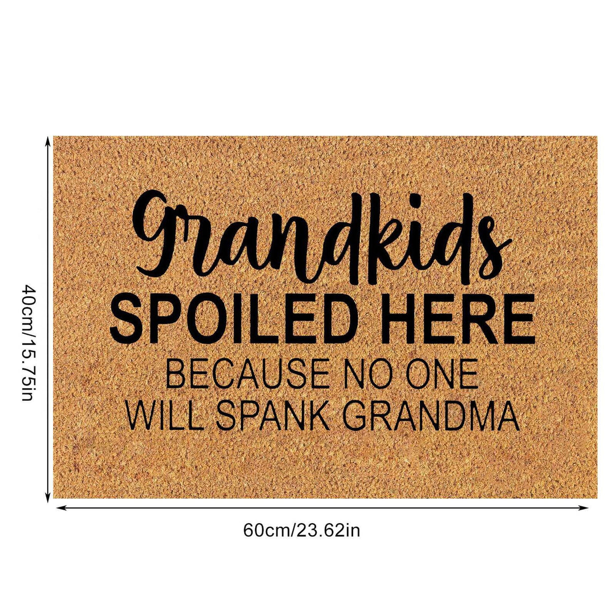 Floral print door mat with blue flowers on a brown ground