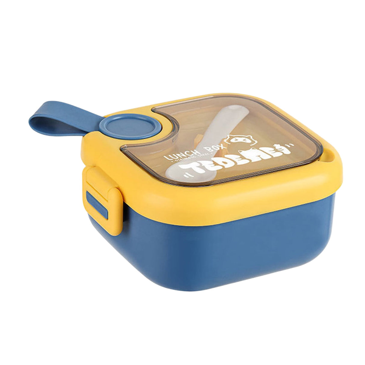 Blue bento lunch box with compartments