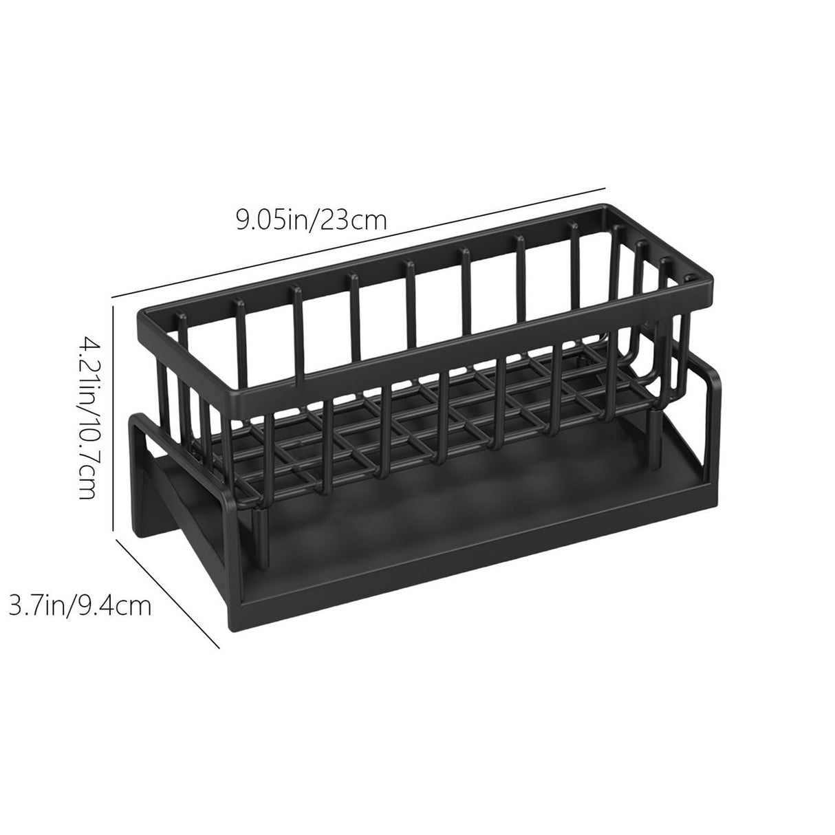 Inclined self draining base of the black sink organiser tray