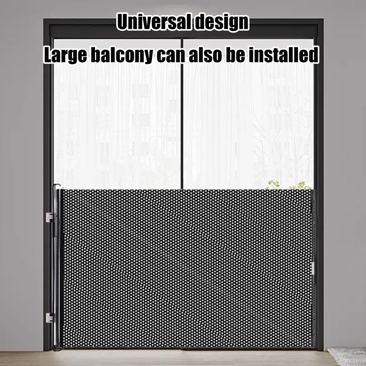 Retractable Safety Gate, No Drill PVC Mesh Black Small