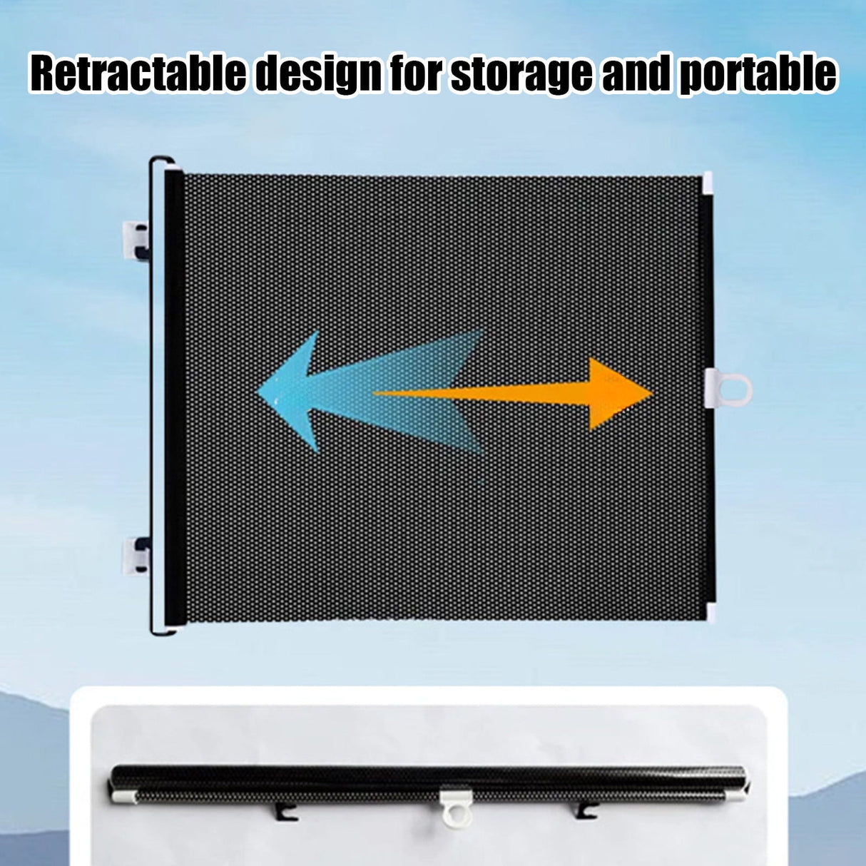 Retractable Safety Gate, No Drill PVC Mesh Black Small