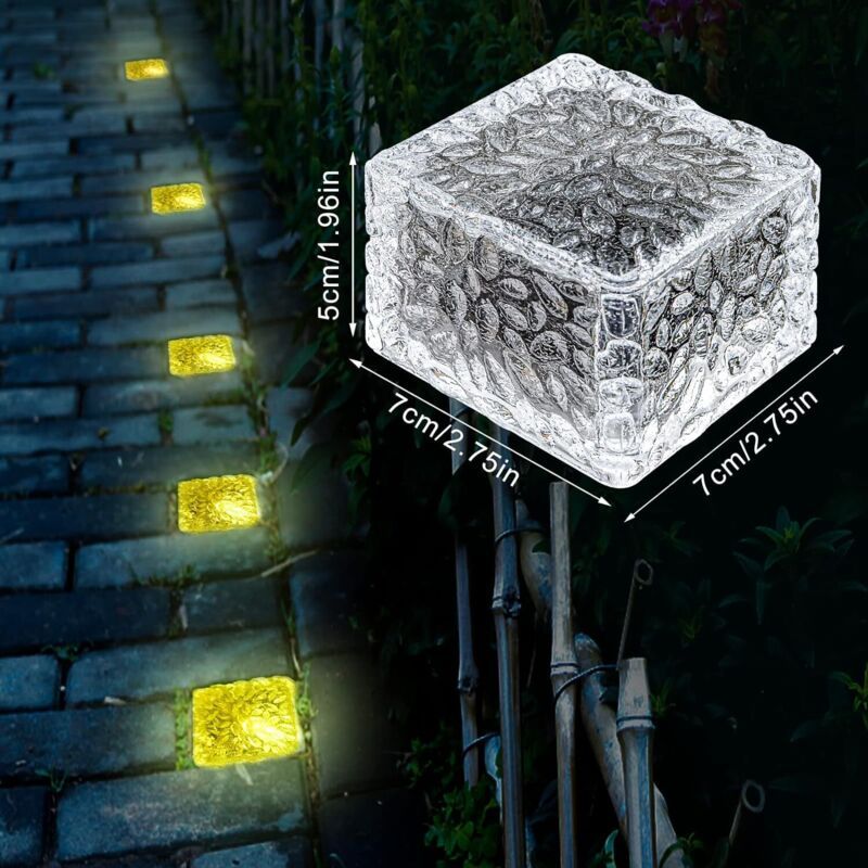 Solar Ground Paver Lights, Warm White 4 Pack