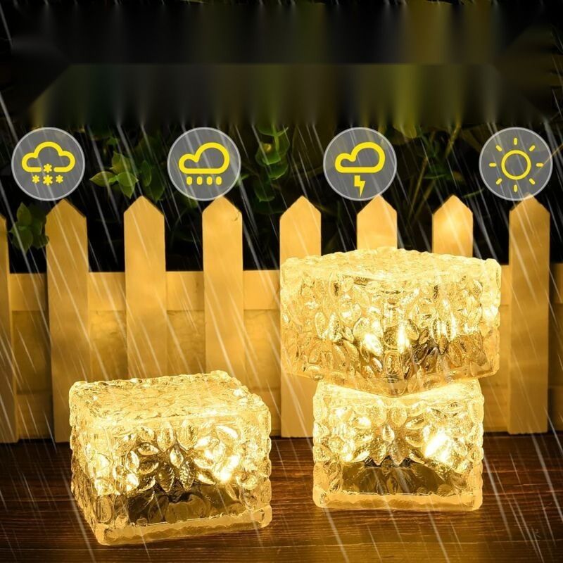 Solar Ground Paver Lights, Warm White 4 Pack