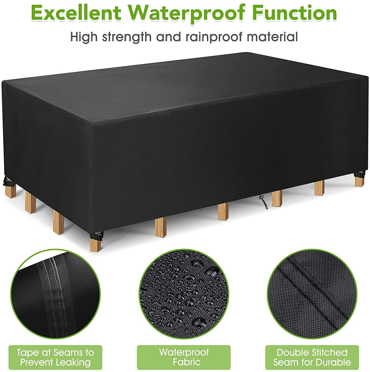 Rectangular silver waterproof patio furniture cover