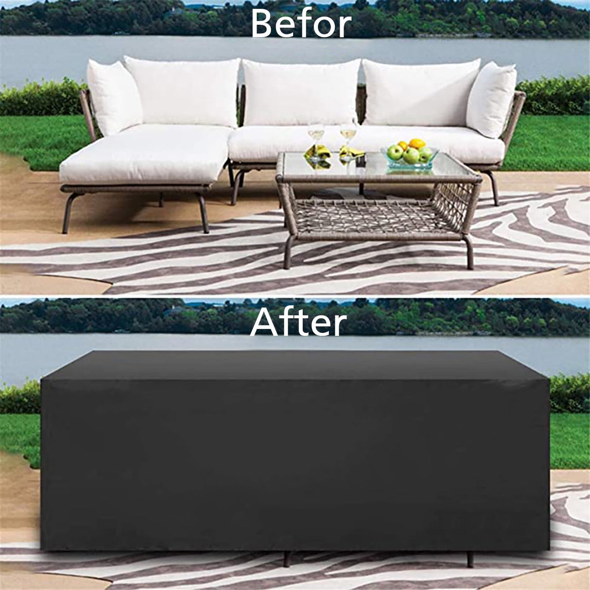 Heavy Duty Waterproof Rectangular Patio Furniture Cover Silver