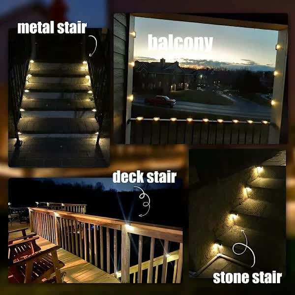 Solar LED outdoor lights in black with warm white glow - view 4