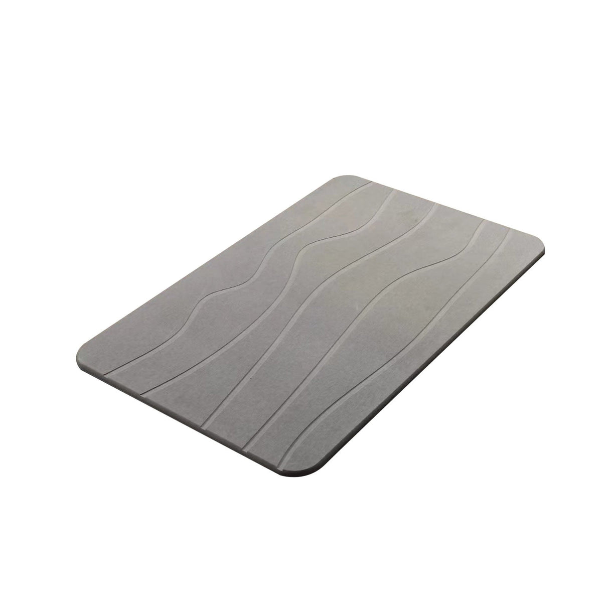 Close up of the soft diatomaceous earth surface and sleek cut edge of the grey mat