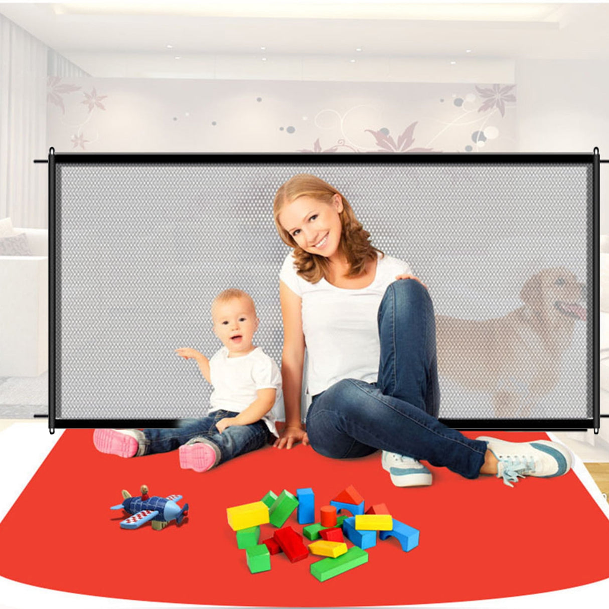 Freestanding Foldable Safety Fence, Baby and Pet Barrier Black