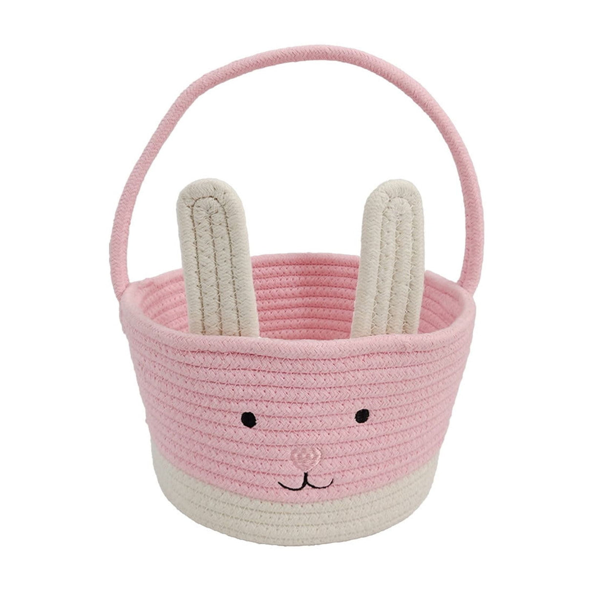 Cotton rope Easter bunny basket with rabbit ears, style B