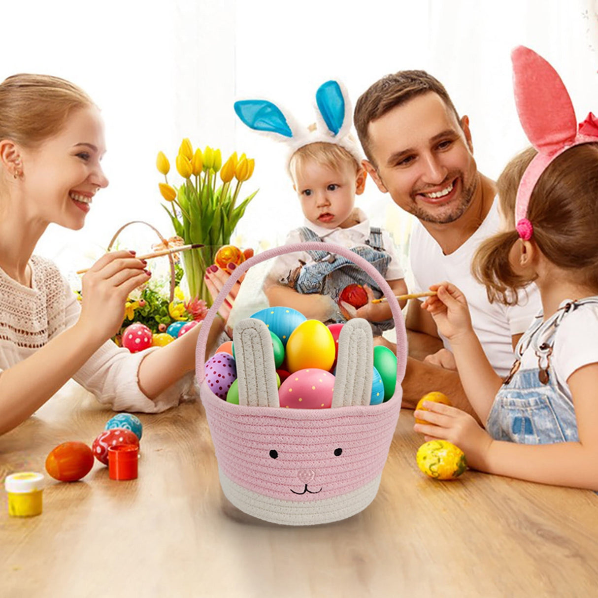 Cotton rope bunny basket for kids